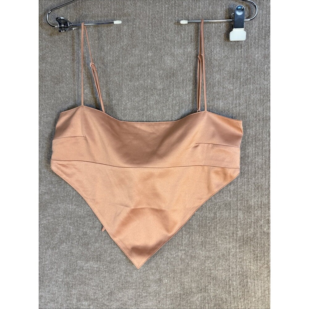 Danielle Bernstein Top Women's Small Coral Spaghetti Strap Hanky Hem Cropped